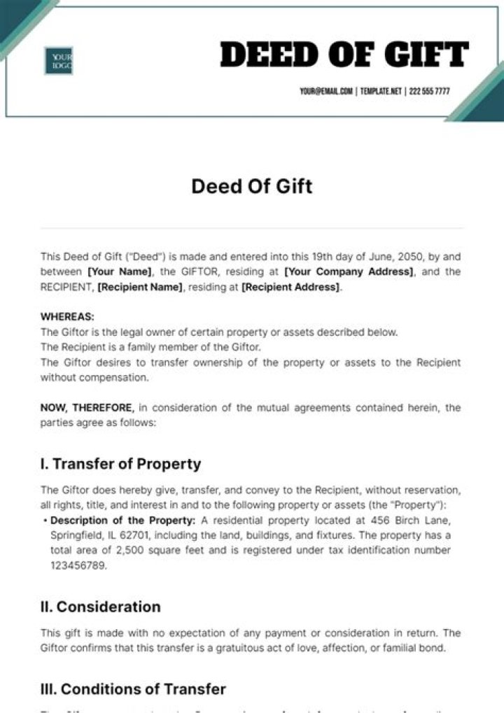 Can gift deed be given to son?