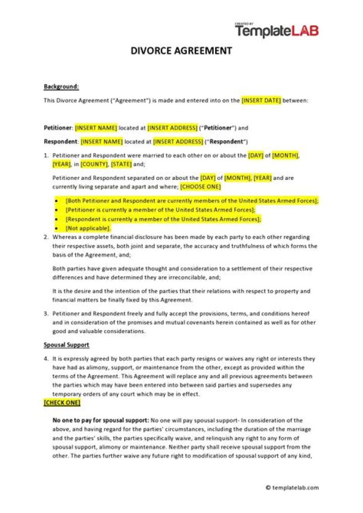 How do I draft a divorce settlement agreement?