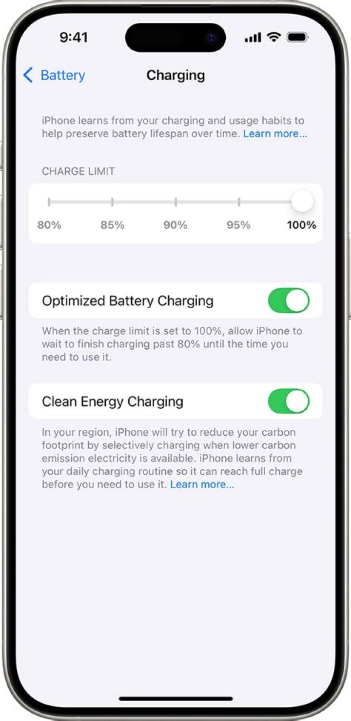 How do I stop my iPhone charging at 80?