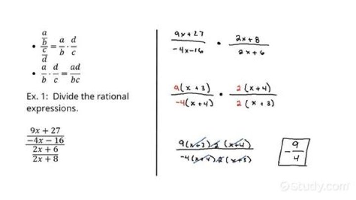 How do you divide rational expressions step by step?