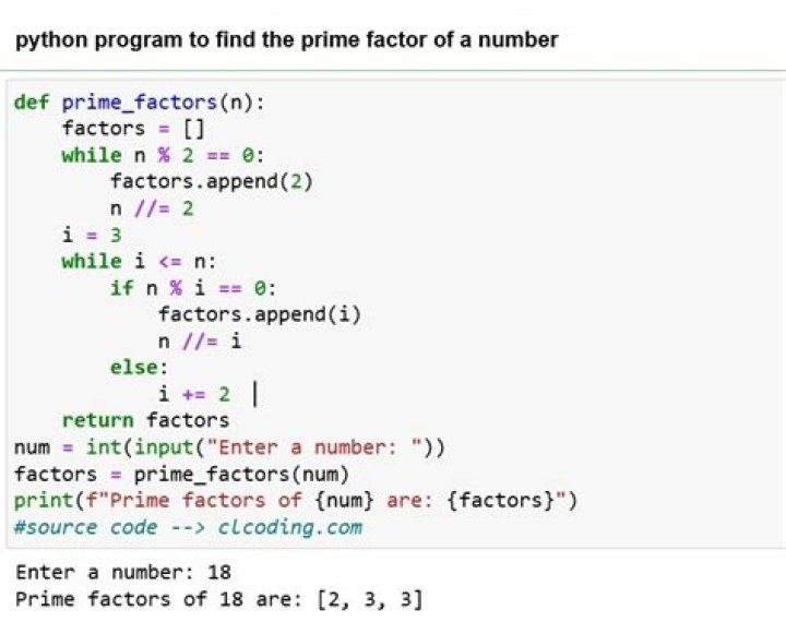 How do you find the prime factor of a number Program?