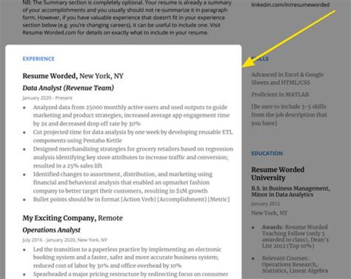 How do you say currently working on a resume?