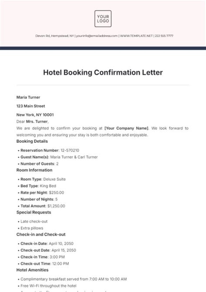 How do you write a booking confirmation?