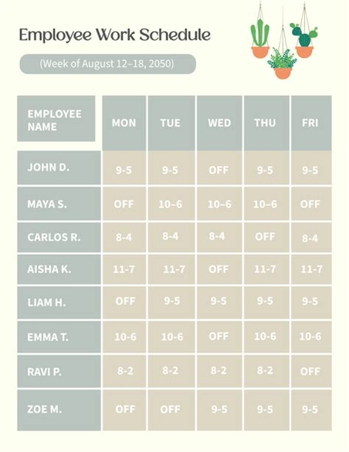 How many hours does an employee work in a week?