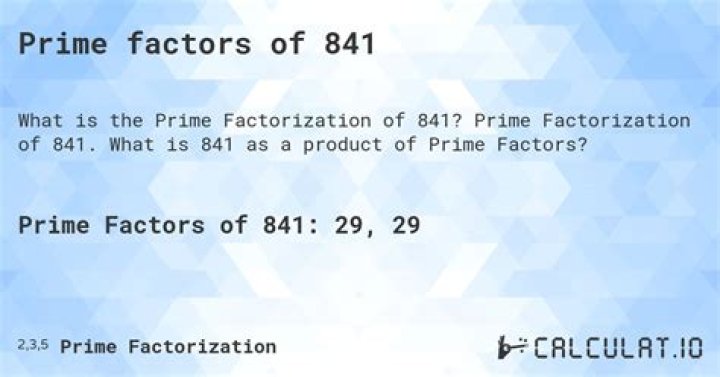 Is 841 a prime numbers?
