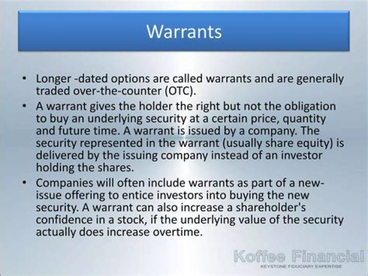What are options and warrants?