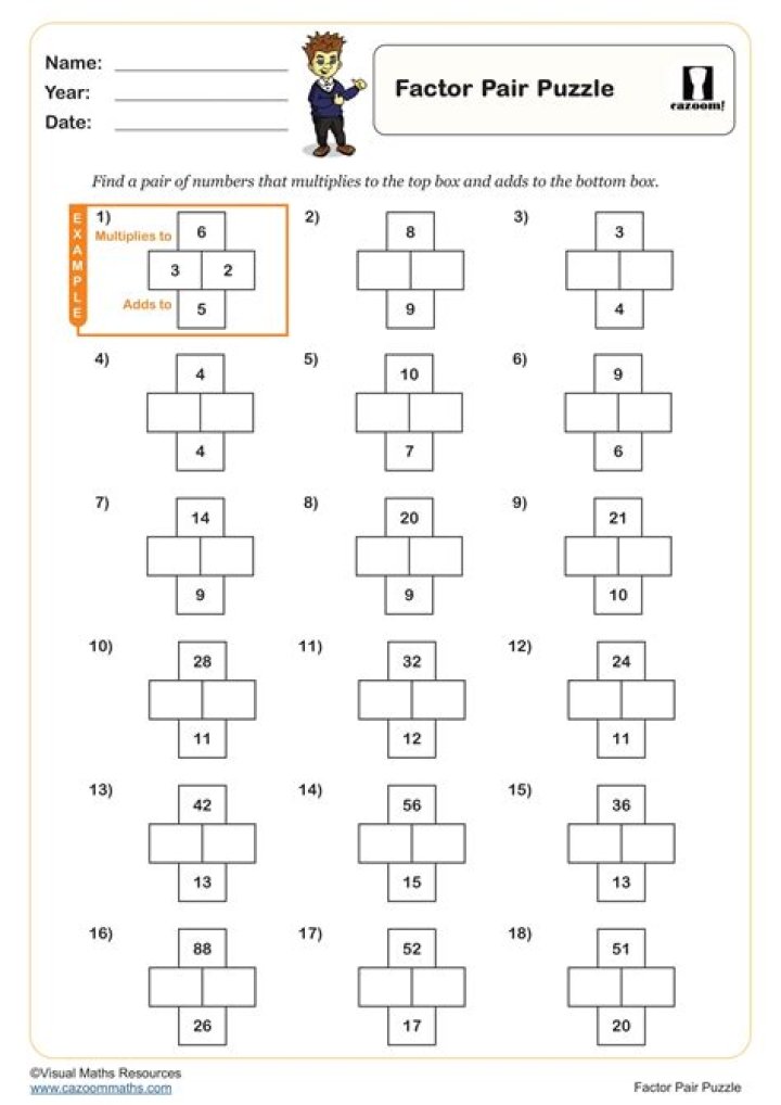 What are whole number factor pairs?