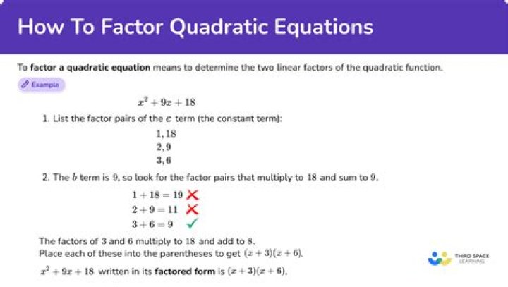 What does factor the quadratic equation mean?
