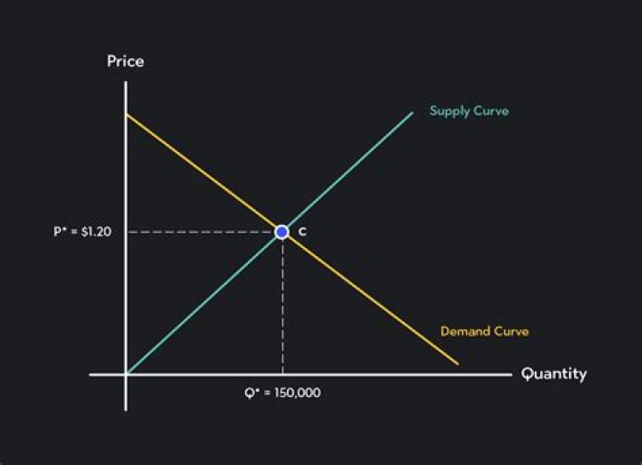 What does the intersection between the demand and supply curve show?