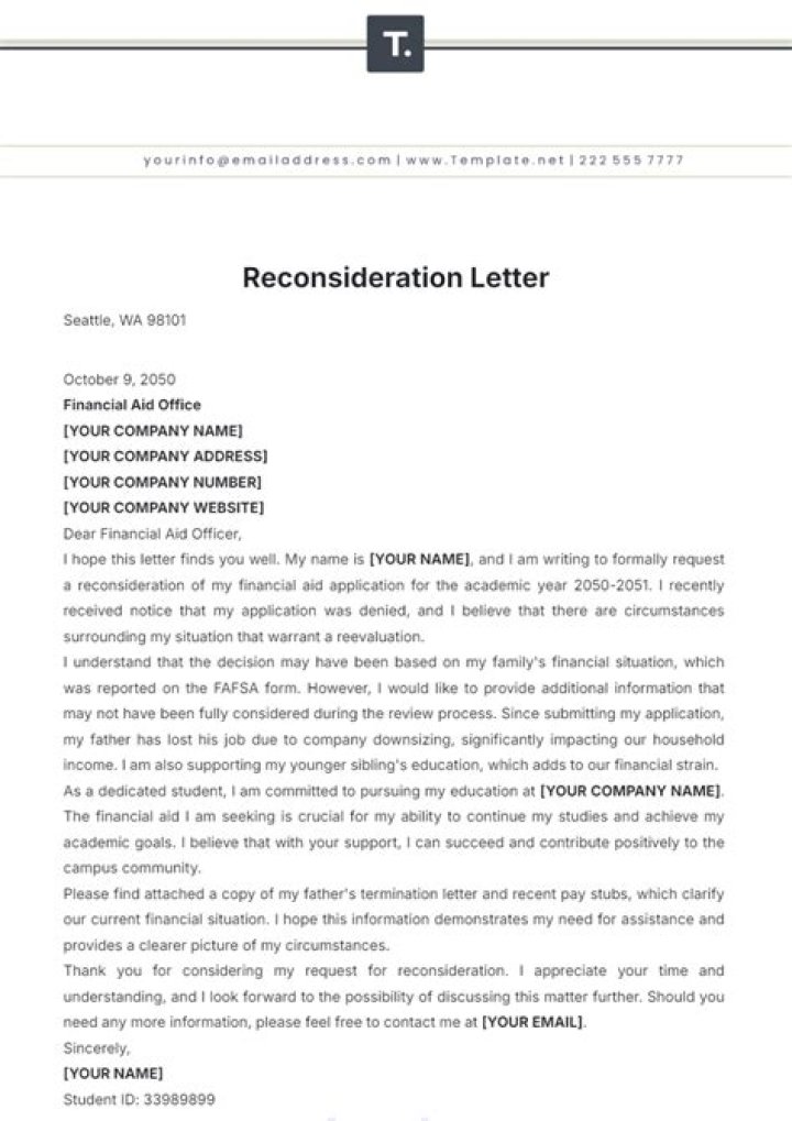What is a reconsideration letter?