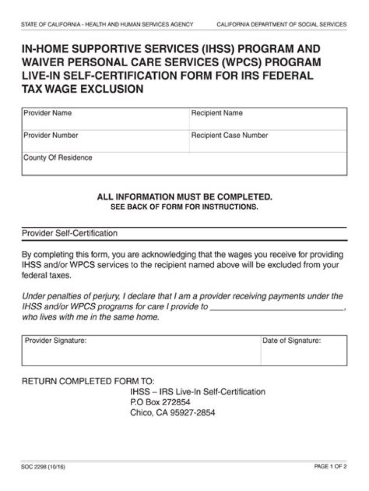 What is a SOC 2298 form?