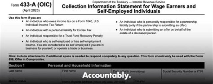 What is Form 433 A OIC?