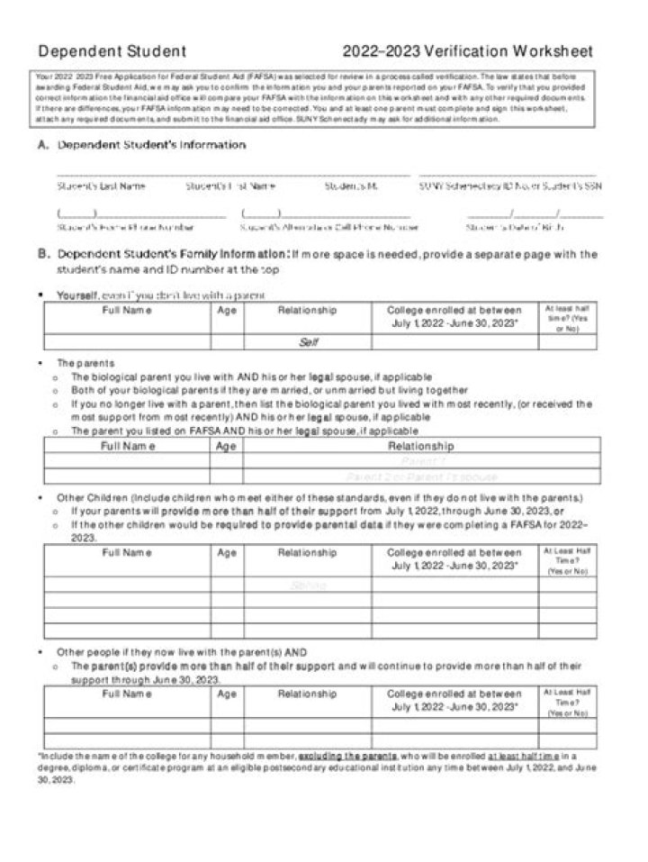 What is the dependent verification worksheet?