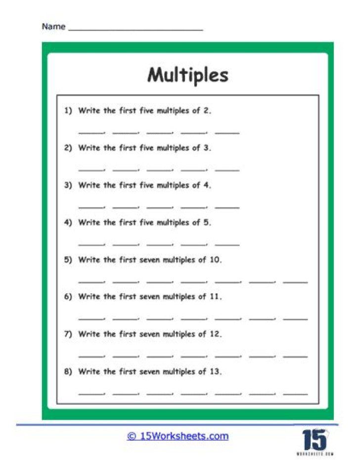 What is the first 5 multiples?
