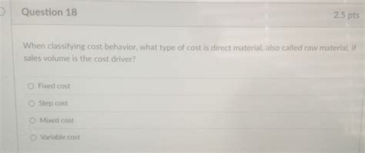What type of cost is direct material?