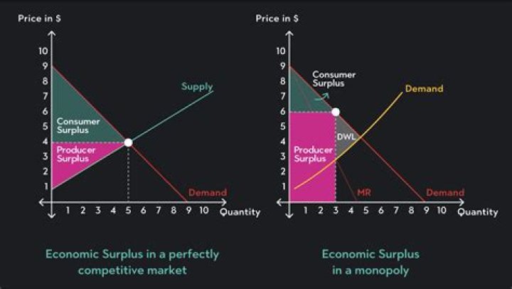 Which area represents surplus?